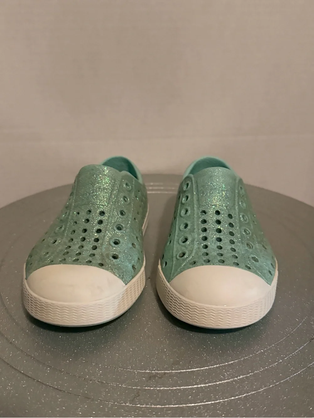 Native Shoes Jefferson Light Blue Sparkle Water Shoes Sz C7 Kids